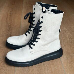 ECCO Women's Nouvelle Lace Boot – Limestone Leather Side‎ Zip - 41 - 10/10.5 US